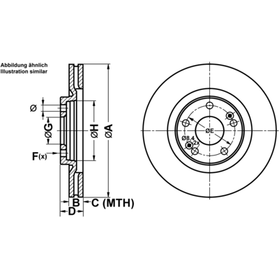 ATE Renault Bremsscheibe - Belüftet 108mm - 21mm - 285mm - Vorderachse ATE Renault Bremsscheibe - Belüftet 108mm - 21mm - 285mm - Vorderachse