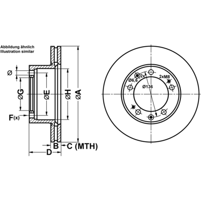 Ate Bremsscheibe 24012101121 Belüftet 282mm 20mm Für Porsche Ate Bremsscheibe 24012101121 Belüftet 282mm 20mm Für Porsche