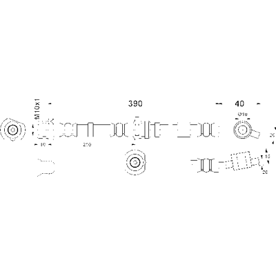ATE Bremsenschlauch M10x1 Länge 390mm - Bremsleitung ATE Bremsenschlauch M10x1 Länge 390mm - Bremsleitung
