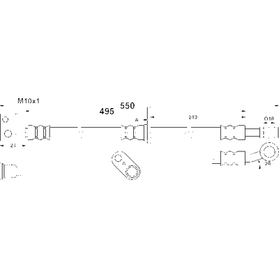 Ate Honda Bremsschlauch - 495mm Flexibel, M10x1 Flansch - Bremsenschlauch für Honda Jazz 2 & 3 Ate Honda Bremsschlauch - 495mm Flexibel, M10x1 Flansch - Bremsenschlauch für Honda Jazz 2 & 3