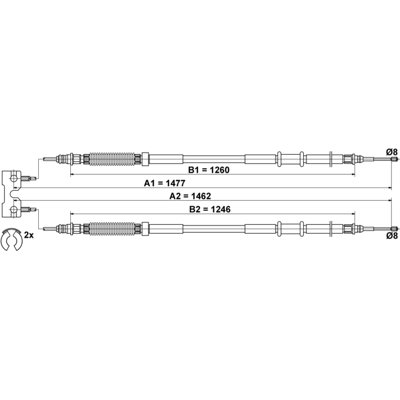 ATE Kabel für Opel Vauxhall - 1477mm/1462mm - Feststellbremse ATE Kabel für Opel Vauxhall - 1477mm/1462mm - Feststellbremse