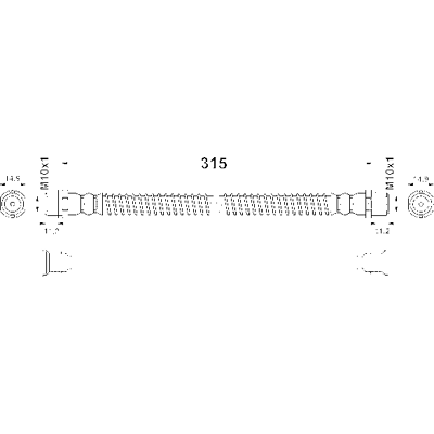 VW Amarok Hinterachse Bremsschlauch - 315mm M10x1 VW Amarok Hinterachse Bremsschlauch - 315mm M10x1