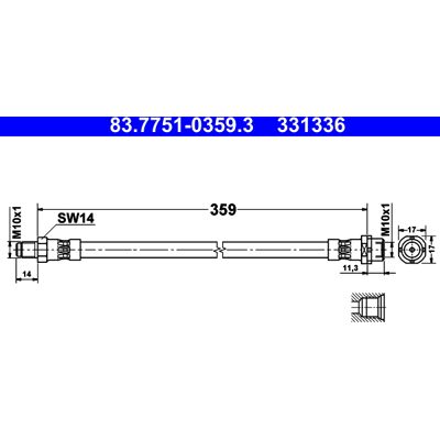 ATE Mini: Bremsschlauch M10x1 - Bremssystem Teil ATE Mini: Bremsschlauch M10x1 - Bremssystem Teil