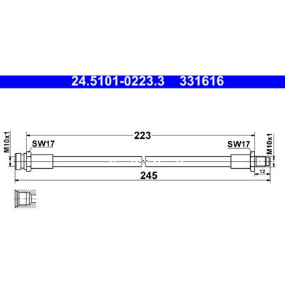 ATE 24-5101-0223.3 Bremsschlauch - Mitsubishi Lancer, ASX ATE 24-5101-0223.3 Bremsschlauch - Mitsubishi Lancer, ASX