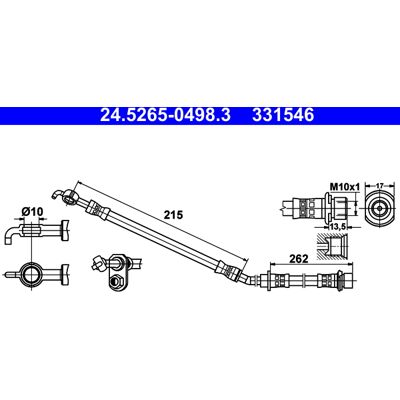 Toyota Yaris Bremsleitung - M10x1 - 498mm Toyota Yaris Bremsleitung - M10x1 - 498mm