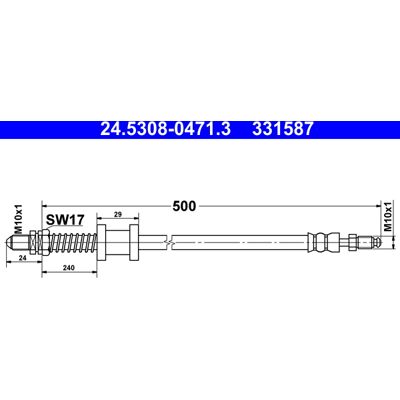 Ford Bremsenschlauch - 470mm, M10x1, Flexibel - Bremstyp Ford Bremsenschlauch - 470mm, M10x1, Flexibel - Bremstyp