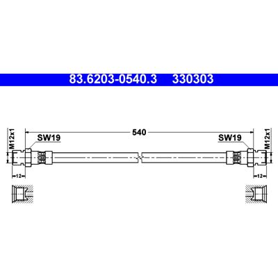ATE Modell 83.6203-0540.3 Bremsenschlauch - M12x1, 19mm, 2 Jahre Garantie ATE Modell 83.6203-0540.3 Bremsenschlauch - M12x1, 19mm, 2 Jahre Garantie