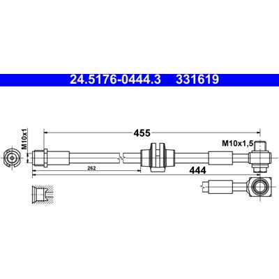 Ate Bremsschlauch - M10x1.5, 445mm, 455mm, Bremsart Ate Bremsschlauch - M10x1.5, 445mm, 455mm, Bremsart