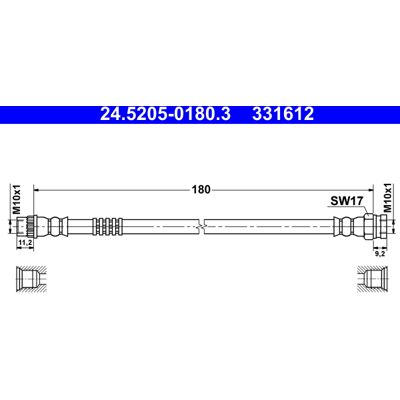 ATE Bremsenschlauch 180mm Flexibel - Bremsleitung ATE Bremsenschlauch 180mm Flexibel - Bremsleitung