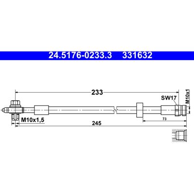 Ate Bremsschlauch mit Schraube für Audi A1 - 245mm, flexibel Ate Bremsschlauch mit Schraube für Audi A1 - 245mm, flexibel