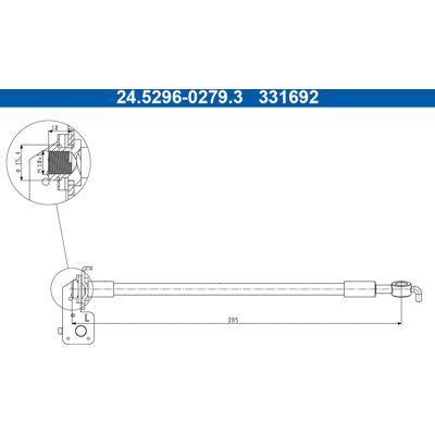 Hyundai Kia Bremsschlauch - M10x1, 285mm, Flansch 10mm - Bremsschlauch Hyundai Kia Bremsschlauch - M10x1, 285mm, Flansch 10mm - Bremsschlauch