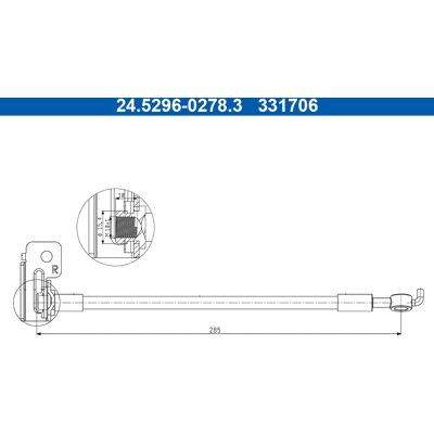 Hyundai Kia Bremsschlauch - Hinten Rechts - 285mm - M10x1 Hyundai Kia Bremsschlauch - Hinten Rechts - 285mm - M10x1