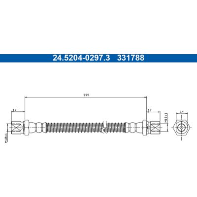 Porsche Bremsschlauch - M10x1 Gewinde - 295mm Porsche Bremsschlauch - M10x1 Gewinde - 295mm