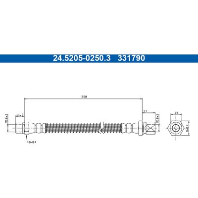 ATE 24.5205-0250.3 Flexibler Bremsschlauch - Bremsenteil für Porsche 911 ATE 24.5205-0250.3 Flexibler Bremsschlauch - Bremsenteil für Porsche 911