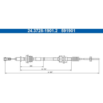 ATE - K28076 - Länge 997 mm - Passt Citroën C1 - Kupplungszug ATE - K28076 - Länge 997 mm - Passt Citroën C1 - Kupplungszug
