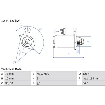 BOSCH - 0 986 020 401 - 12V - 1.2kW - Anlasser BOSCH - 0 986 020 401 - 12V - 1.2kW - Anlasser