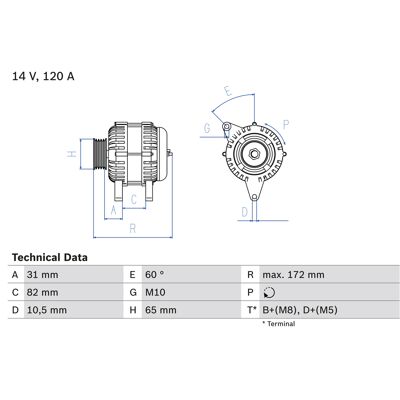 Bosch 0 986 038 180 Alternator - 14V 120A für Audi A4 B5, A6 C5, VW Passat B5 Bosch 0 986 038 180 Alternator - 14V 120A für Audi A4 B5, A6 C5, VW Passat B5