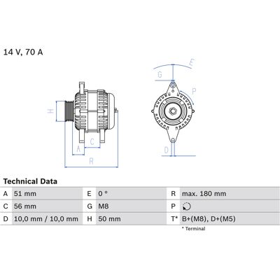Bosch Lichtmaschine - 14V 70A für Opel, Vauxhall, Fiat, Chevrolet Bosch Lichtmaschine - 14V 70A für Opel, Vauxhall, Fiat, Chevrolet