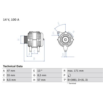 Bosch 0 986 040 370 Generator - 14V 100A für Volvo 850, V70 I, V40 Bosch 0 986 040 370 Generator - 14V 100A für Volvo 850, V70 I, V40