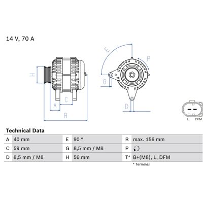 Bosch 0 986 041 480 Generator - 14V 70A für VW, Seat, Skoda, Audi Bosch 0 986 041 480 Generator - 14V 70A für VW, Seat, Skoda, Audi