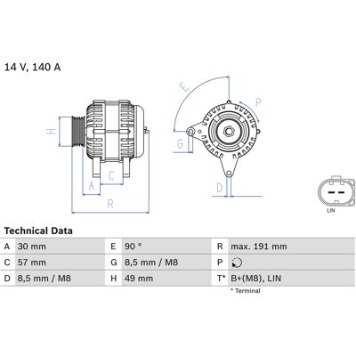 Bosch Lichtmaschine 14V 140A für VW, Audi, Skoda - Generator Bosch Lichtmaschine 14V 140A für VW, Audi, Skoda - Generator