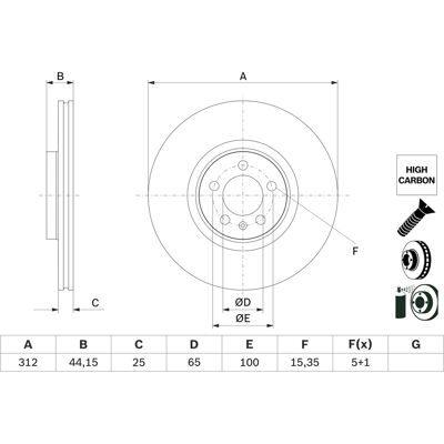 BOSCH 0 986 479 H30 Belüfteter Hochkarbon-Bremsenscheibe für Audi A1 - Bremsscheibe BOSCH 0 986 479 H30 Belüfteter Hochkarbon-Bremsenscheibe für Audi A1 - Bremsscheibe