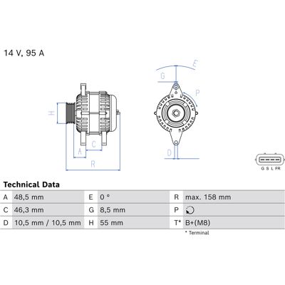 BOSCH Lancer 8 Generator - 14V 95A BOSCH Lancer 8 Generator - 14V 95A