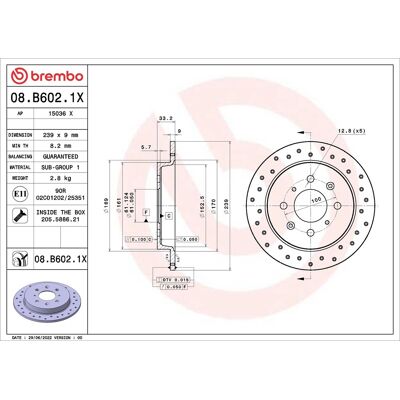 BREMBO Modell 08.B602.1X - Bremsscheibe BREMBO Modell 08.B602.1X - Bremsscheibe