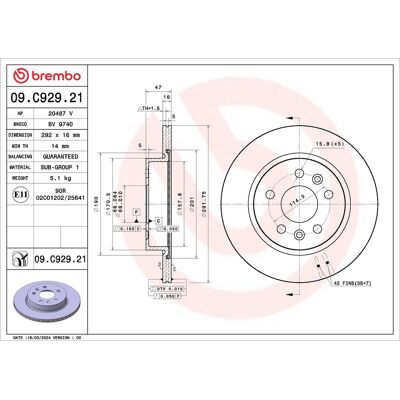 BREMBO 09.C929.21 - Bremsscheibe BREMBO 09.C929.21 - Bremsscheibe