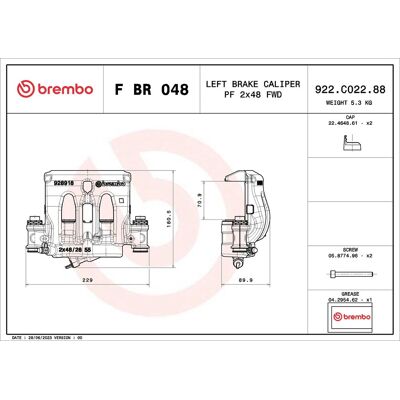 Brembo F BR 048 - Bremssattel für Mercedes-Benz Vito, Classe V Brembo F BR 048 - Bremssattel für Mercedes-Benz Vito, Classe V
