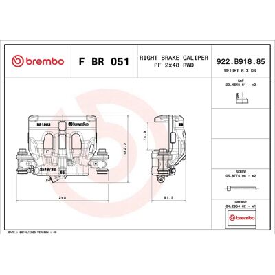 BREMBO F BR 051 Grauer Vorderachse Rechts Mercedes V-Klasse Vito BREMBO F BR 051 Grauer Vorderachse Rechts Mercedes V-Klasse Vito