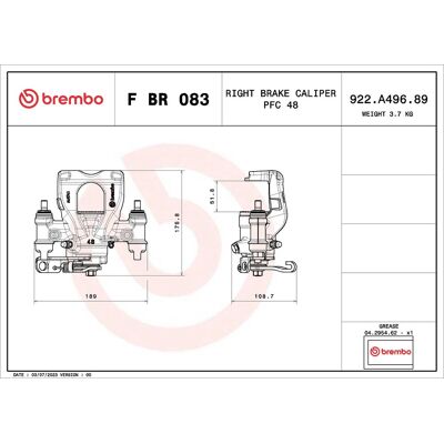 BREMBO F BR 083 Grauer Bremssattel - Brake Caliper BREMBO F BR 083 Grauer Bremssattel - Brake Caliper