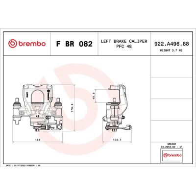 BREMBO F BR 082 Graues Gusseisen Hintere Linke Bremssattel - Bremseklotter BREMBO F BR 082 Graues Gusseisen Hintere Linke Bremssattel - Bremseklotter