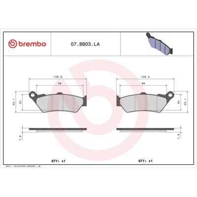 BREMBO 07BB03LA - Bremsscheibenbeläge BREMBO 07BB03LA - Bremsscheibenbeläge