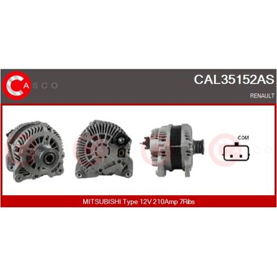 CASCO CAL35152AS Generator - 12V, 210A, Renault Scenic 3, Megane 3 CASCO CAL35152AS Generator - 12V, 210A, Renault Scenic 3, Megane 3