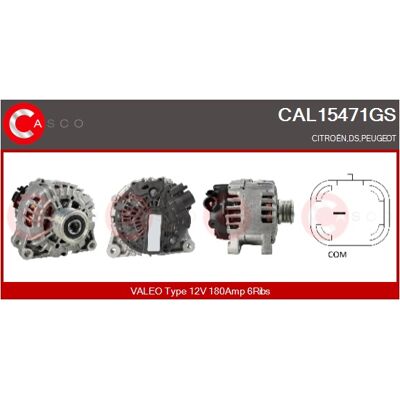Casco Lichtmaschine CAL15471GS - 12V 180A für Peugeot, Citroën Casco Lichtmaschine CAL15471GS - 12V 180A für Peugeot, Citroën