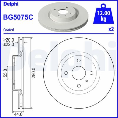 DELPHI Mazda MX-5 Abarth 124 Fiat 124 Belüfteter Bremsscheibe DELPHI Mazda MX-5 Abarth 124 Fiat 124 Belüfteter Bremsscheibe
