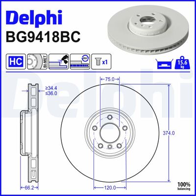 DELPHI BG9418BC Hochkohle Bremsscheibe - Belüftet, Zweiteilig DELPHI BG9418BC Hochkohle Bremsscheibe - Belüftet, Zweiteilig