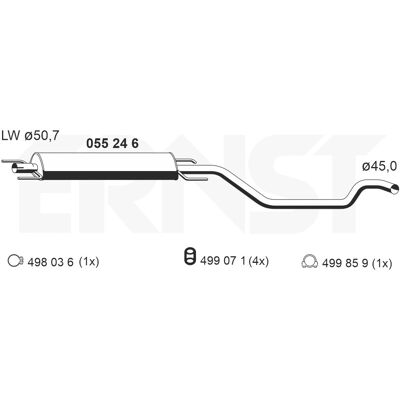 Ernst 055246 - Mittelschalldämpfer für Opel Zafira A/B Ernst 055246 - Mittelschalldämpfer für Opel Zafira A/B