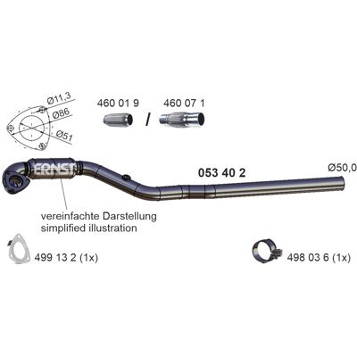 Ernst 053402 Vorderes Abgasrohr - Opel Astra H Zafira A Ernst 053402 Vorderes Abgasrohr - Opel Astra H Zafira A