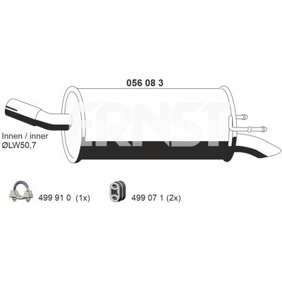 ERNST 056083 Opel Zafira B Auspuff Silentstück ERNST 056083 Opel Zafira B Auspuff Silentstück
