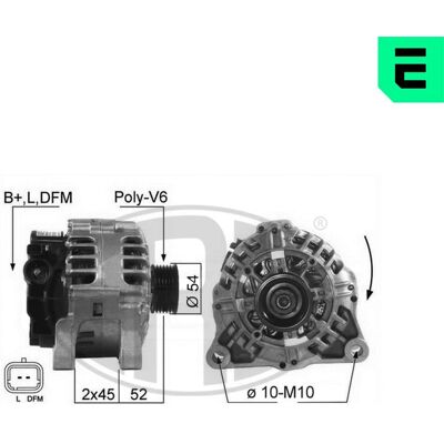 ERA 210347A Lichtmaschine - 14V 90A für Peugeot, Citroën, Toyota, Lancia ERA 210347A Lichtmaschine - 14V 90A für Peugeot, Citroën, Toyota, Lancia