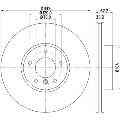 Hella BMW X5 X6 Belüfteter Beschichteter Bremsscheibe - 8DD 355 117-731 Hella BMW X5 X6 Belüfteter Beschichteter Bremsscheibe - 8DD 355 117-731