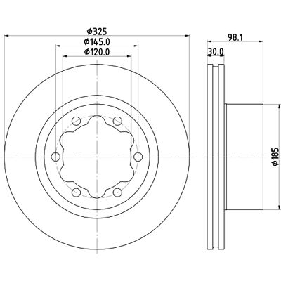 Hella 8DD 355 132-201 Bremsscheibe - Belüftet 145mm VW, MAN Hella 8DD 355 132-201 Bremsscheibe - Belüftet 145mm VW, MAN
