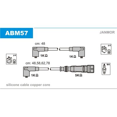 Janmor ABM57 Zündkabelsatz - Zündleitungssatz für VW, Seat Janmor ABM57 Zündkabelsatz - Zündleitungssatz für VW, Seat