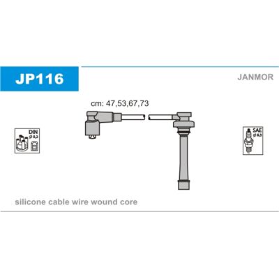 Janmor JP116 Zündkabelsatz - Silikon, 7mm, DIN & SAE - Zündkabelsatz Janmor JP116 Zündkabelsatz - Silikon, 7mm, DIN & SAE - Zündkabelsatz