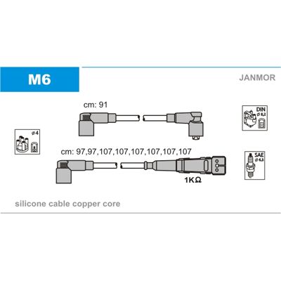 Janmor M6 Zündkabelsatz - Mercedes-Benz S-Klasse, SL, M6 Janmor M6 Zündkabelsatz - Mercedes-Benz S-Klasse, SL, M6