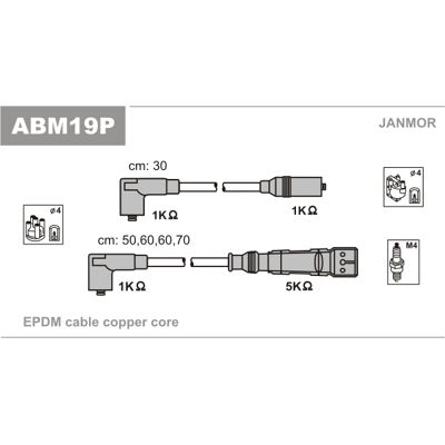 JANMOR ABM19P Kupfer Zündkabelsatz - Volkswagen Golf Polo II - Zündkabel JANMOR ABM19P Kupfer Zündkabelsatz - Volkswagen Golf Polo II - Zündkabel