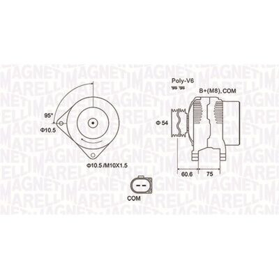 Magneti Marelli MQA2051 - Generator 150A, 12V, Riemenscheibe 54mm Magneti Marelli MQA2051 - Generator 150A, 12V, Riemenscheibe 54mm