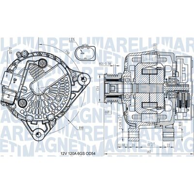 Magneti Marelli Modell 063731545910 Generator - 120A 12V für Ford, Volvo Magneti Marelli Modell 063731545910 Generator - 120A 12V für Ford, Volvo